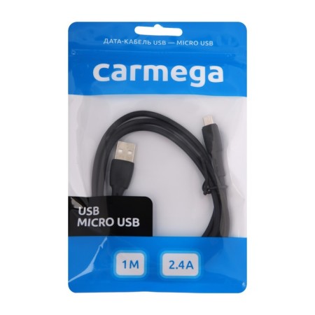 CARMEGA CAR-C -MIC1M-BK cable, microUSB-USB, 2.4 A, 1 m, black-3