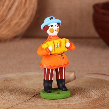 Dymkovo toy "Standing man with an accordion"-6