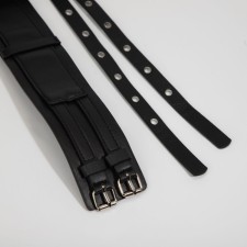 Women's belt, XS-L, width 6 cm, metal buckle, black color