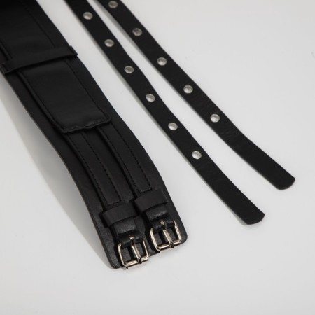 Women's belt, XS-L, width 6 cm, metal buckle, black color