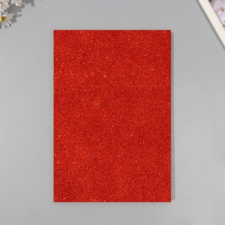 A set of glitter foamiran (5 sheets) 2 mm, 20x30 cm, red-3