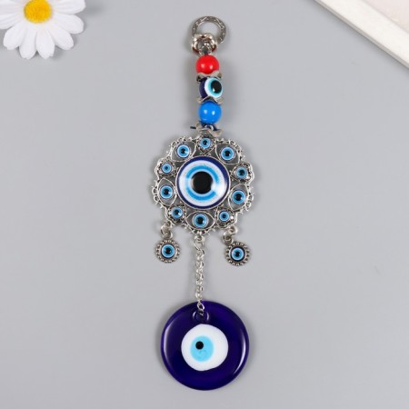 Suspension from the evil eye "Flower - Eyes and hearts" 21 cm mix