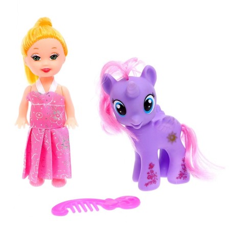 Baby doll "Anechka" with ponies and accessories, mix-1