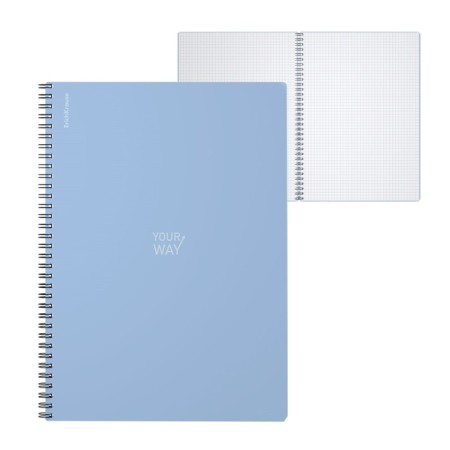 A4 notebook 80 sheets, a cage on a spiral, Erichkrause, "Symbol" Plastic Cover Blue