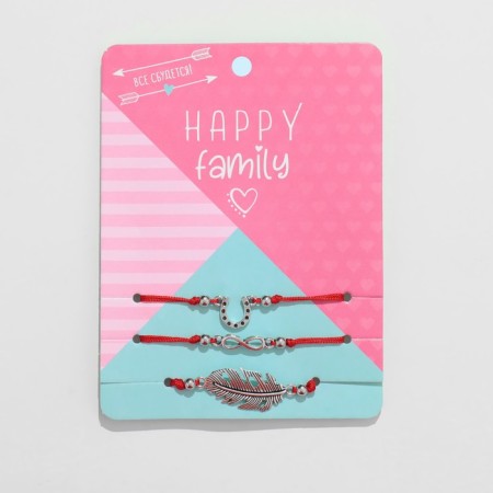 Bracelet-reinforcing “red thread” Happy Family will come true, set of 3 pcs., Color silver, D = 5.5 cm-1