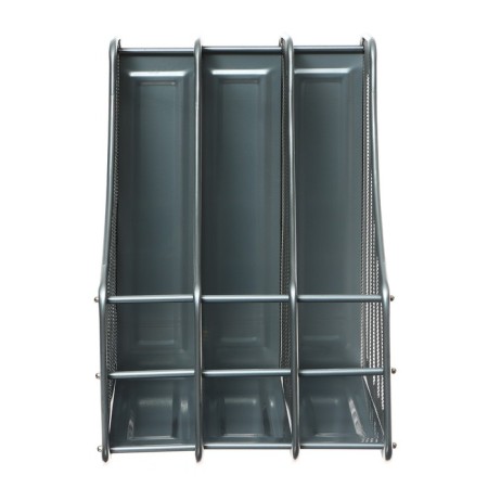Vertical tray for papers, 3 compartments, metal mesh, gray-1
