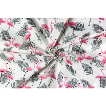 Sheet, size 150 × 210 cm, flamingo print and leaves-1