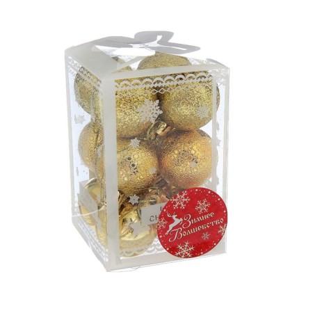 Set of balls plastic D-4 cm, 12 pcs "Andante" gold-1