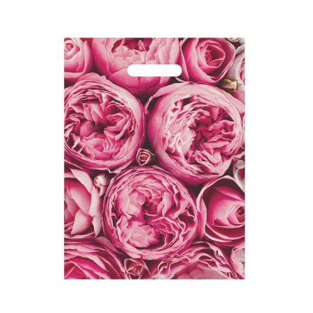Polyethylene package with a trim “Piono”, pink, 30x40 cm, 50 μm