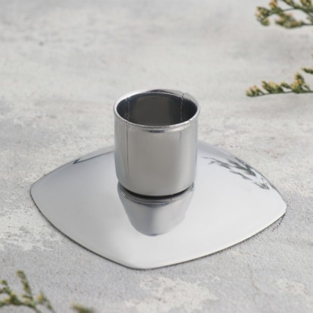 Square Square Metal for one candle, 7x3 cm, chrome-1