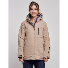Ski jacket female winter, size 60, beige color