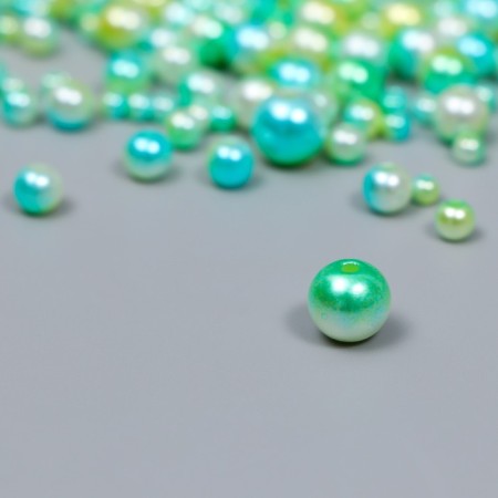 Beads for creativity plastic "Round. Gradient. Mermaid Greens" D = 3-8 mm, set 10 grams-1