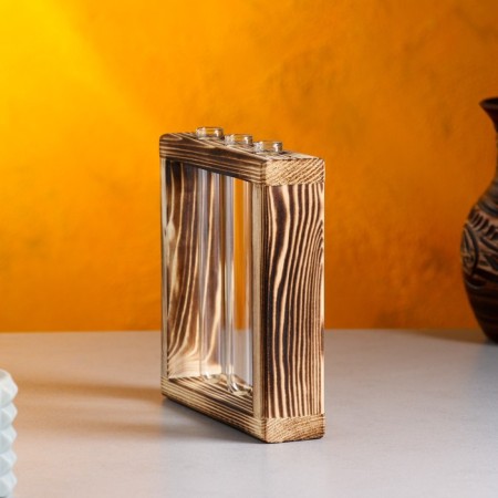 Kashpo wooden 15 × 4 × 15 cm with 3 flasks "Mini frame", firing we give beautifully-2