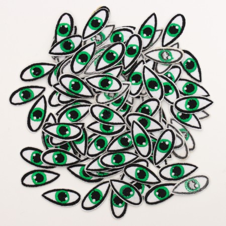 A set of Thermonacles "Eyes": right and left, 1.4 × 3.5 cm, oval, green color, 100 pcs.-1