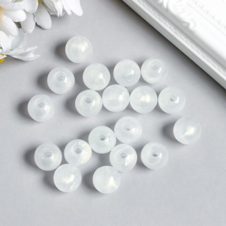 Plastic beads "White balls with sparkles" glow in the dark 20 g d = 1.2 cm-1