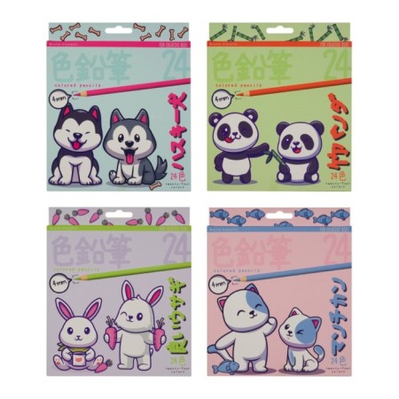 Faints 24 colors, BrunovisConti Kawaii Animals, Strip 0.4 mm, plastic case, mix