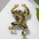 Brooch "Frog" precious, white-green color in black gold