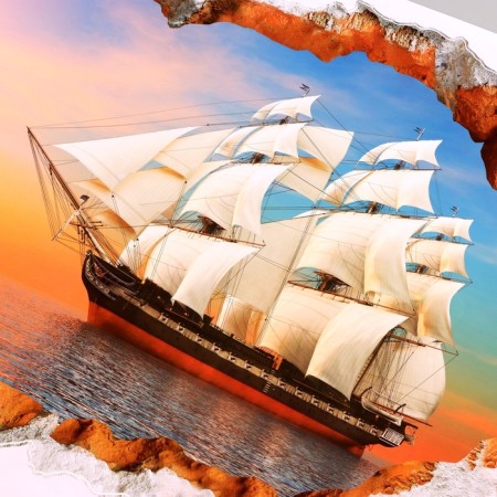 Sticker 3D Interior frigate 90*60cm-2