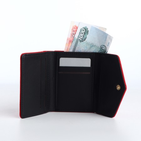 Women's wallet on the button, red color-3