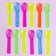 Tablespoons are plastic, in a set 12 pieces, mix colors