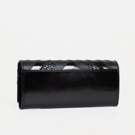 Women's wallet on the button, Textura, black color-1