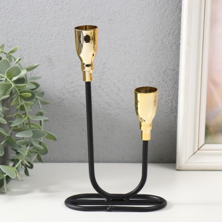 Summary Metal for 2 candles "Singer" black with gold 10x10x23.5 cm-4