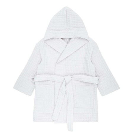 Baby waffle robe, height 80-86 cm, white color