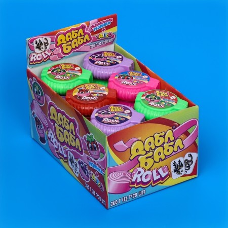 Chewing gum "Dabble Babble Roll" with tattoo, assorted, display box, 12 g