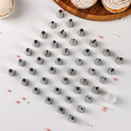 A set of pastry nozzles, 42 pcs, d = 1.7 cm, adapter, in the case, nozzles mix-1