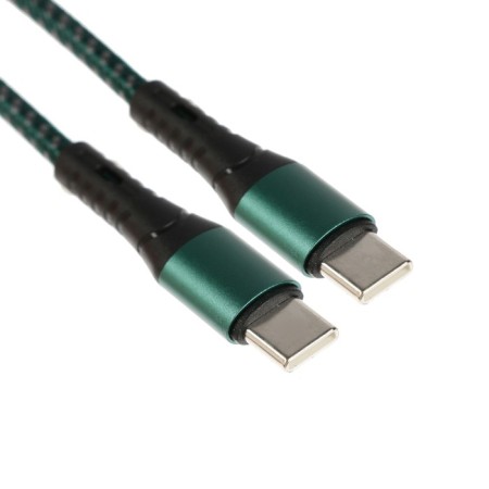 Type-C cable-Type-C, 3 A, 66 W, fast charging, fabric braid, 1 meter, green