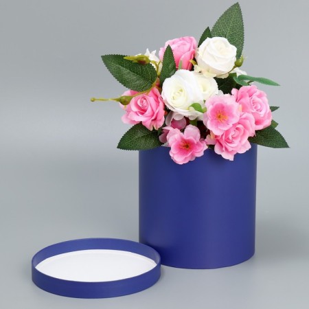Gift round, packaging, Blue velvet, 15 x 15 cm
