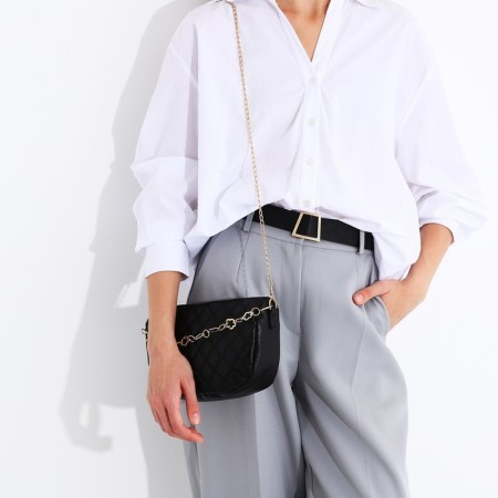 Bag Cross-Bodi with a zipper, black color-6