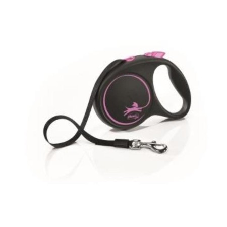 Roulette Flexi Black Design M (up to 25 kg) 5 m tape, black/pink