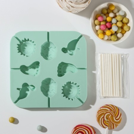 Silicone form for candies "Sunny Day", 14 × 14 × 1.5 cm, 8 cells, with sticks, color mix