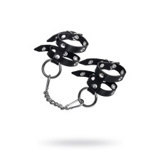 Single -layer handcuffs of two Pecado BDSM straps, genuine leather, black