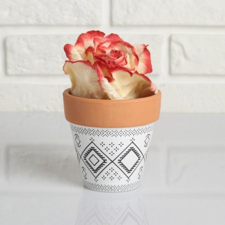Pot "Trapezius" Terracott with a pattern, 10x9cm, mix-9
