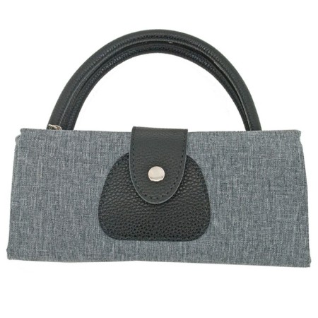 Household bag VX001-05311, gray color, textiles with genuine leather inserts, 47x14x33 cm-1
