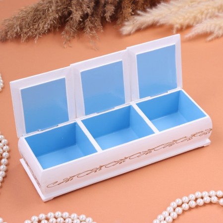 Casket "Flowers", white, 23 x 7.5 x 5 cm, triple, lacquer miniature-1