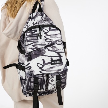 Young backpack from textiles on lightning, 3 pockets, color gray color-5