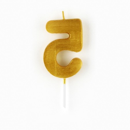 Candle for the cake, number "5", gold, 4 x 10 cm.-3