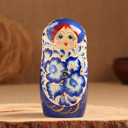 Matryoshka 10 puppet "Masha" Gzhel, 25cm, manual painting-5