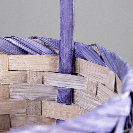 Wicker basket (bamboo), 17 x 9 x 30cm, white-violet-1