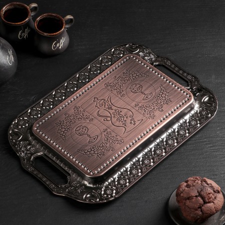Stainless steel tray “Dark”, 35 × 26 × 3 cm, bronze color-4