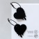 Earrings "heart", black color in ferrous metal, d = 3 cm