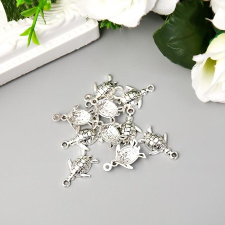 Decor for creativity Metal "Turtle" silver 1.5x1.2 cm-2