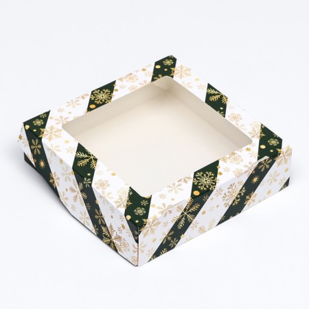 Folding box with the window "Snowflake", 15 x 15 x 4 cm-2
