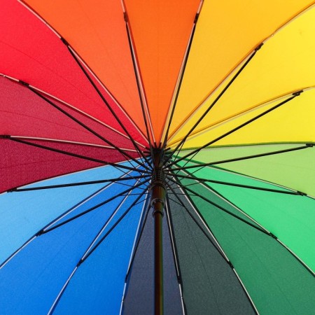 Umbrella - a semiautomatic “rainbow” cane, Eponge, 16 knitting needles, r = 61 cm, multi -colored-5