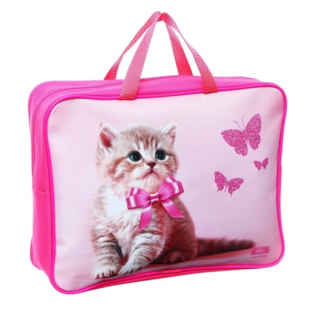 Folder with handles Textile A4, 350 x 270 x 100 mm, calligrata top "Cute cat"-2