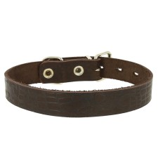 Leather collar with rolling, Osh 39-46 x 2.5 cm, mix of flowers