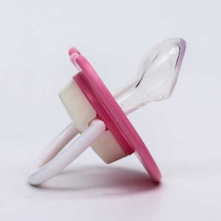 Orthodontic dummy nipple, silicone, from 6 months, with a cap, “shell”, pink color-2